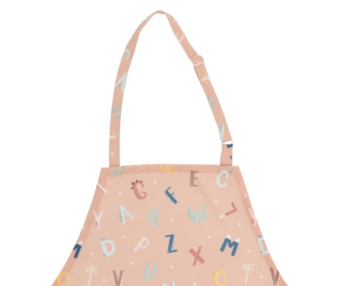 Delantal y agarradera con letras del alfabeto divertidas