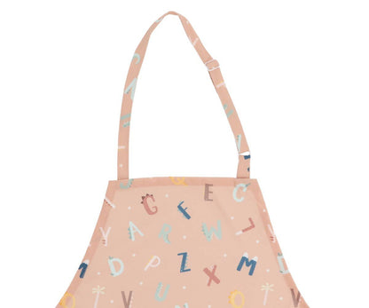 Delantal y agarradera con letras del alfabeto divertidas