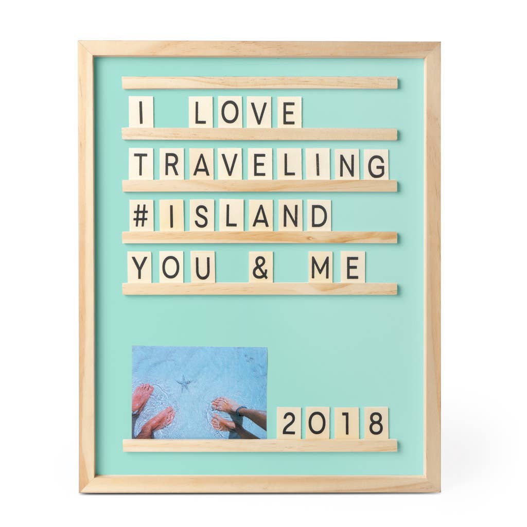 Lavagna per lettere e foto, Souvenir, verde, legno