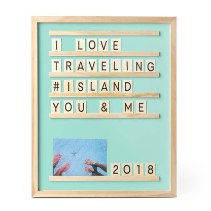 Lavagna per lettere e foto, Souvenir, verde, legno