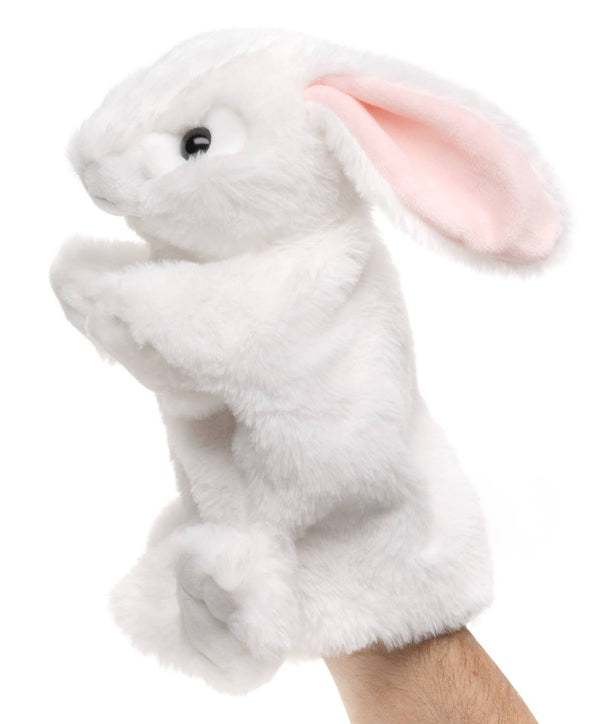 Lapin marionnette à main (blanc) - 24 cm (hauteur) - peluche Uni Toys