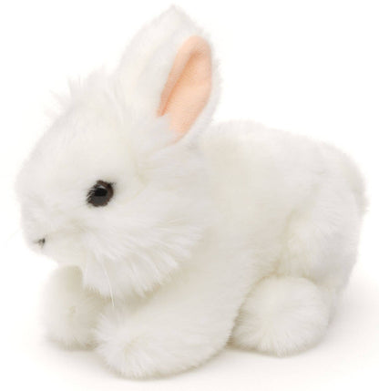 Lapin angora, couché (blanc) - peluche Uni Toys