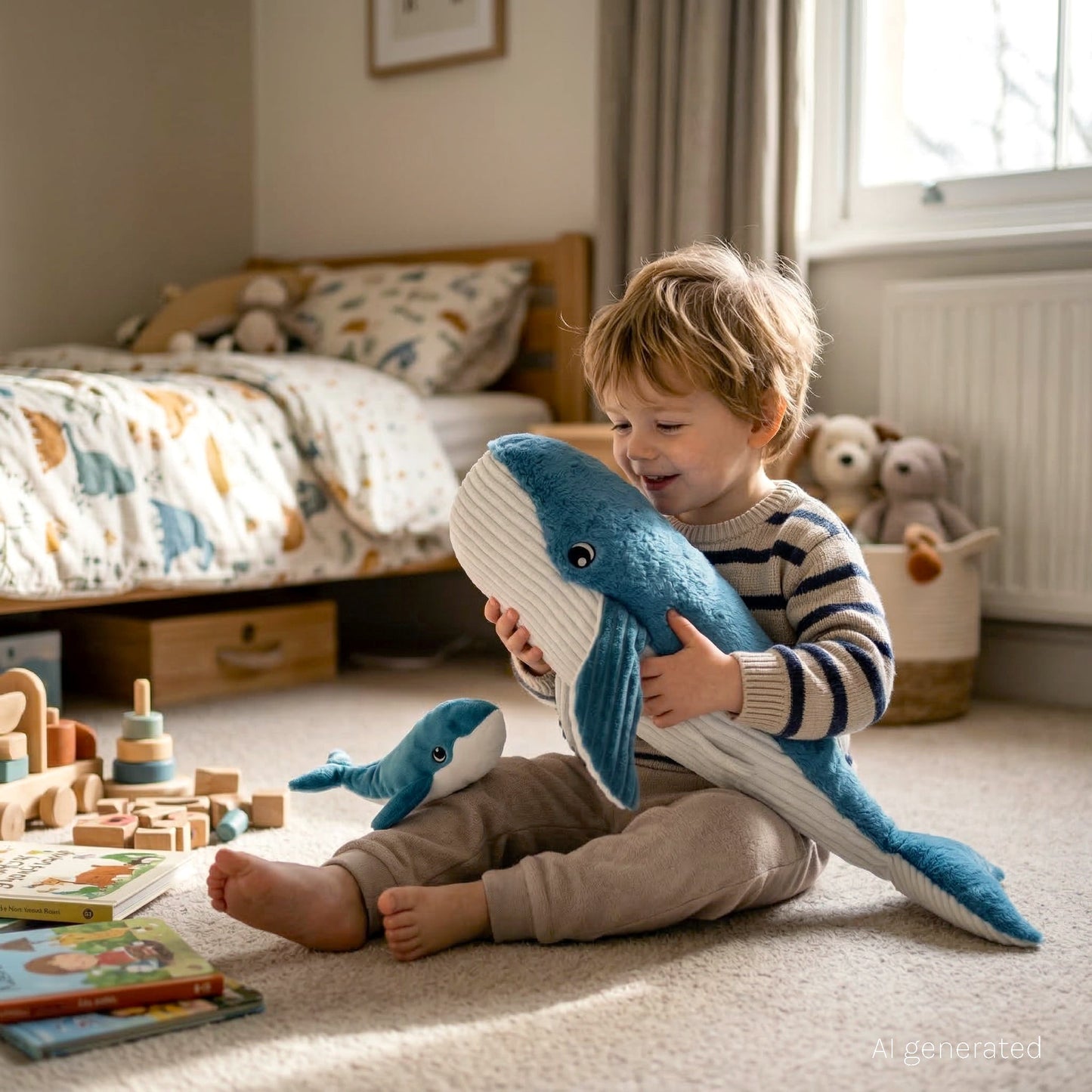 Peluche baleine Gravillou maman et son bébé bleu – Les Ptipotos – vue 2