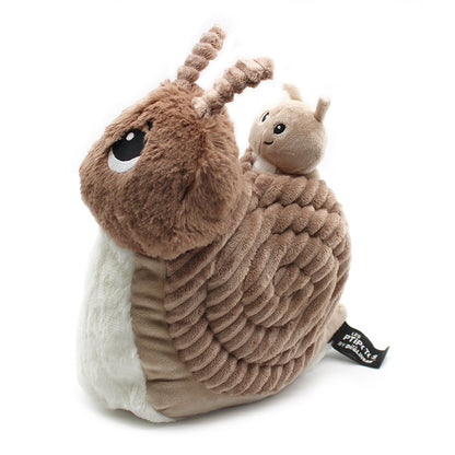 Peluche escargot Speedou maman et son bébé marron beige – Les Ptipotos – vue 3