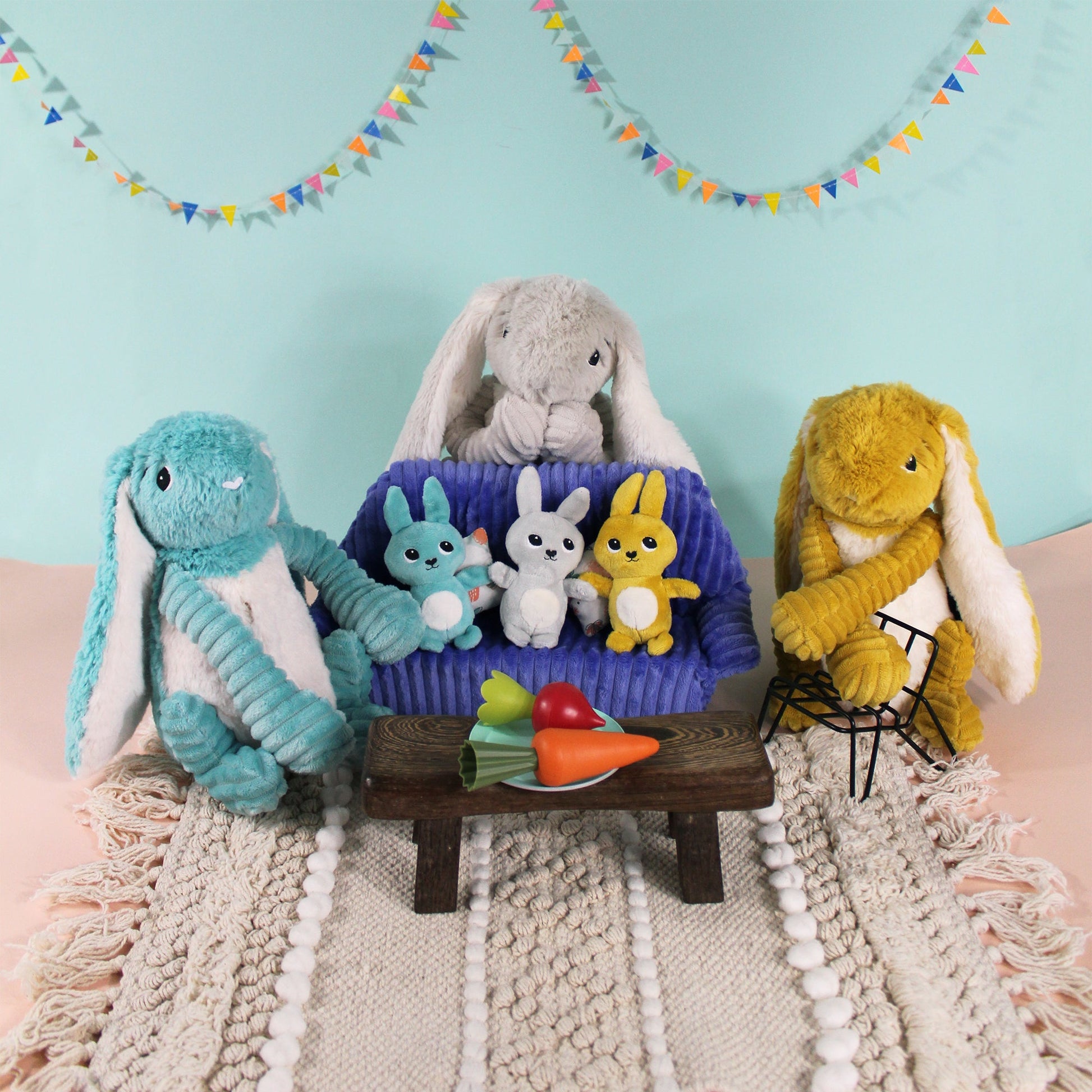 Peluche lapin Toudou maman et son bébé gris clair – Les Ptipotos – vue 2