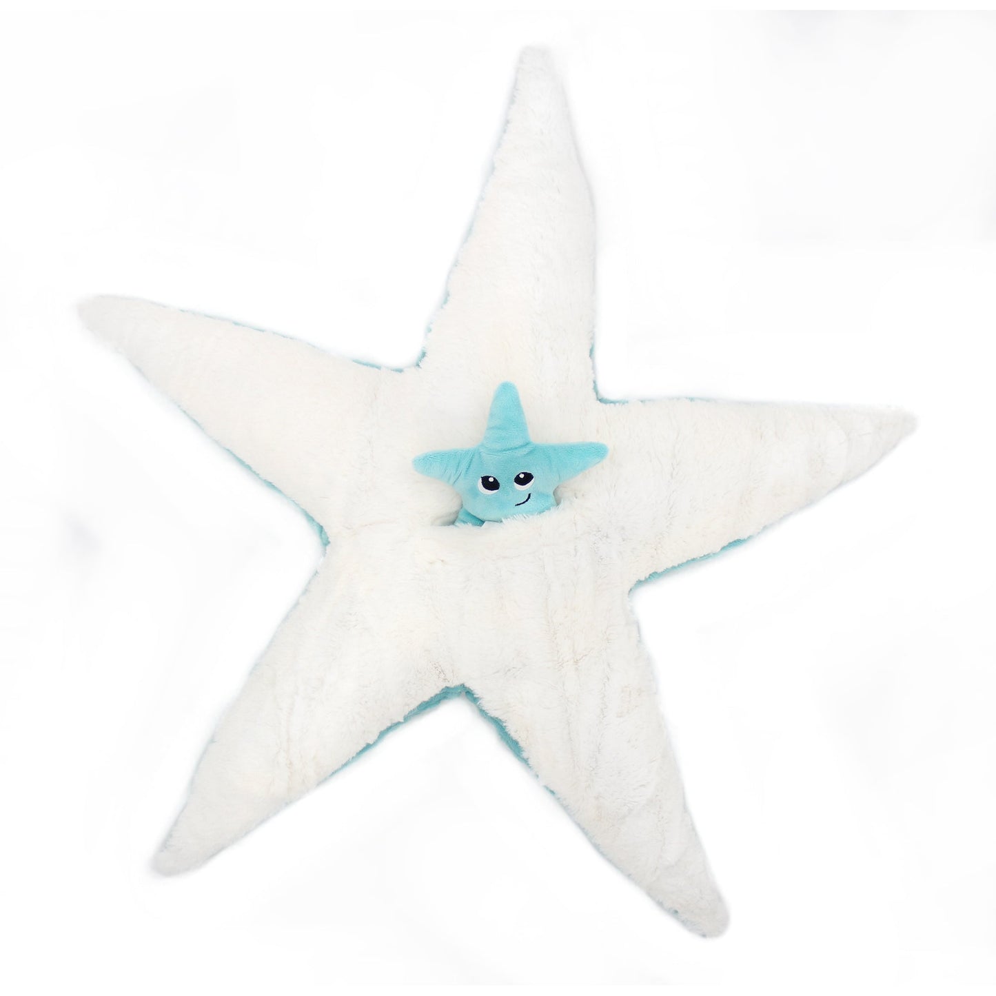 Peluche étoile de mer Wahou maman et son bébé bleu aqua – Les Ptipotos – vue 5