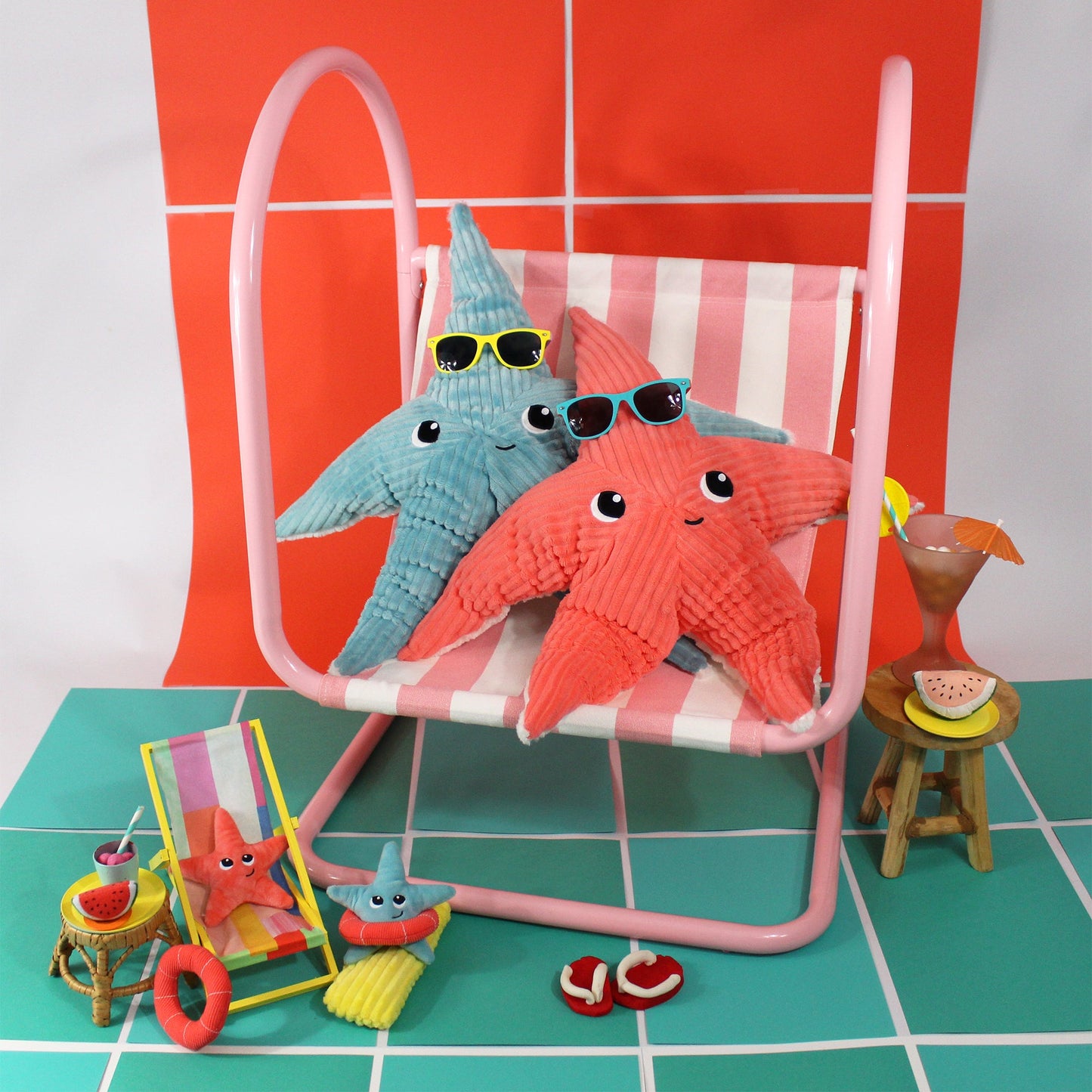 Peluche étoile de mer Wahou maman et son bébé bleu aqua – Les Ptipotos – vue 7