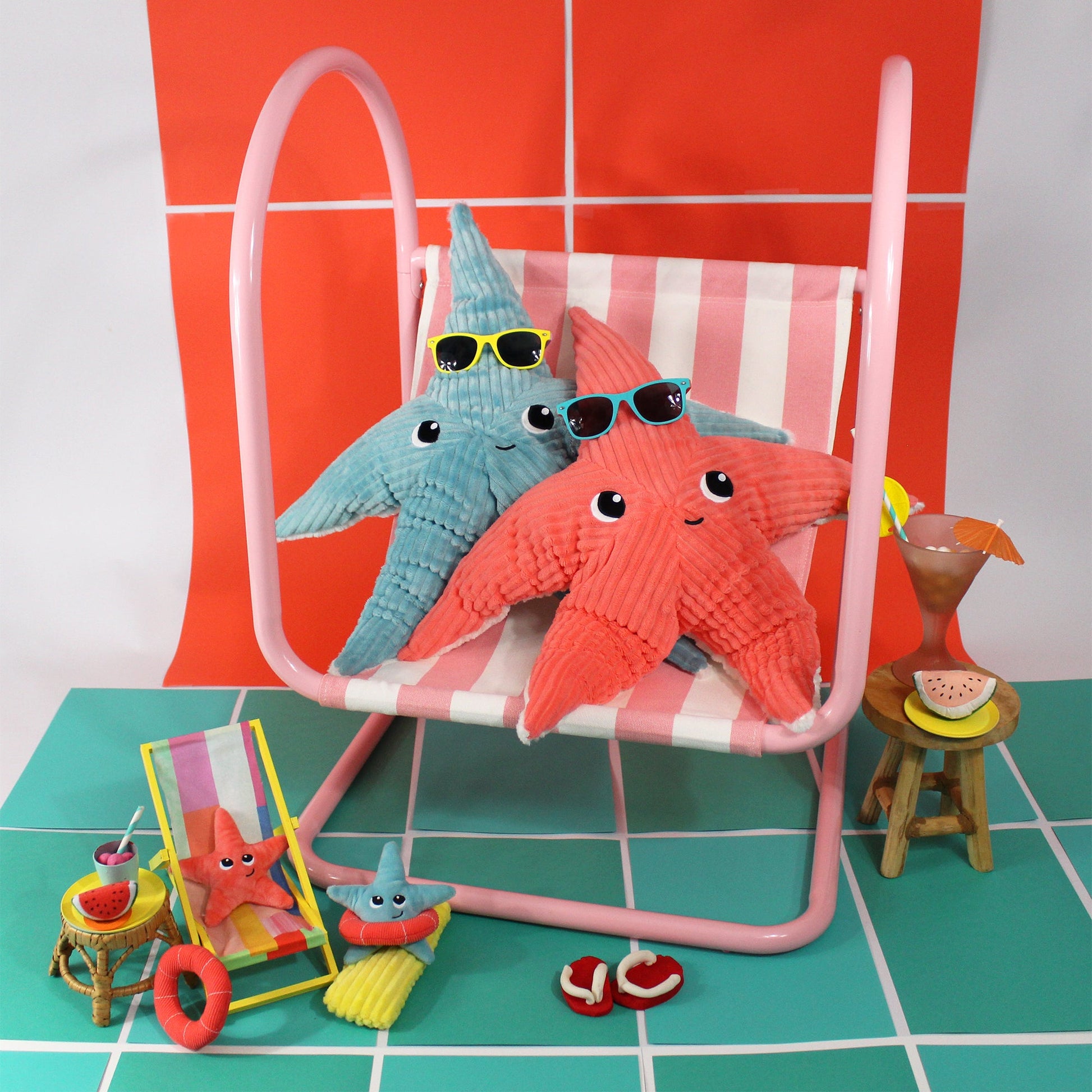 Peluche étoile de mer Wahou maman et son bébé bleu aqua – Les Ptipotos – vue 7