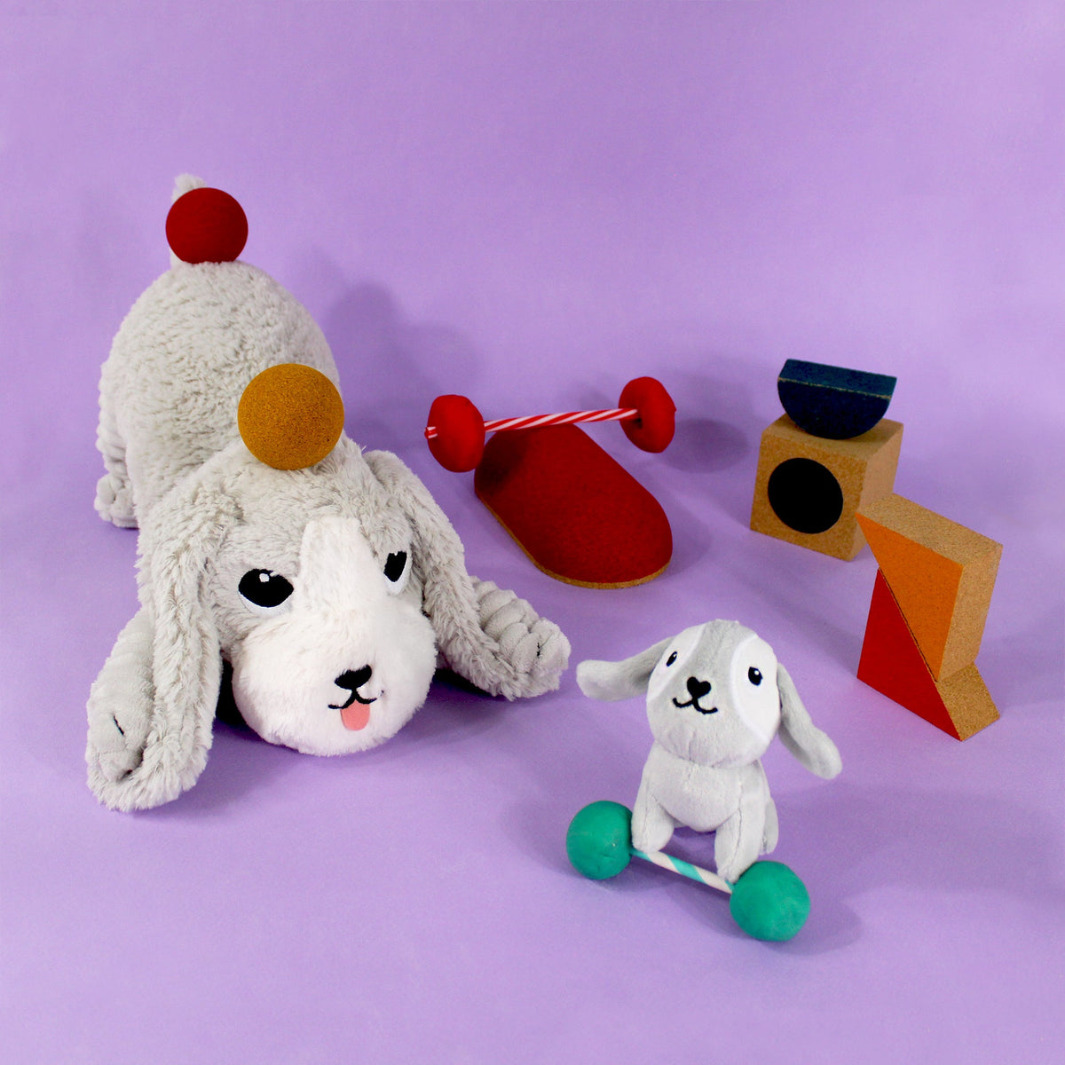 Peluche chien Toutou maman et son bébé gris – Les Ptipotos