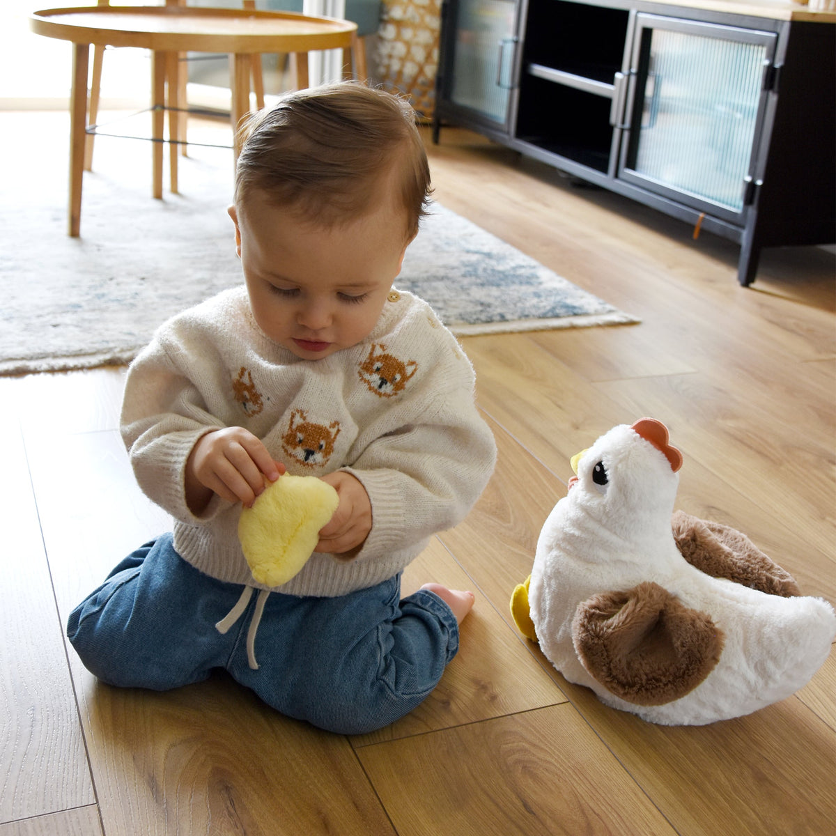 Peluche poule Pioupiou maman et son bébé blanc – Les Ptipotos