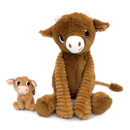 Peluche vache Hindou maman et son bébé marron cassonade – Les Ptipotos – vue 4