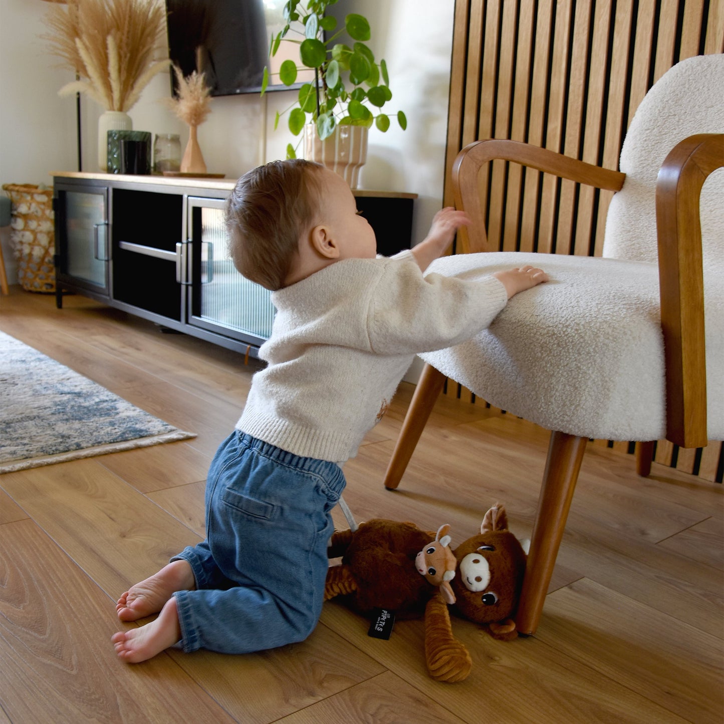 Peluche vache Hindou maman et son bébé marron cassonade – Les Ptipotos – vue 2