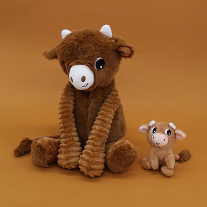 Peluche vache Hindou maman et son bébé marron cassonade – Les Ptipotos