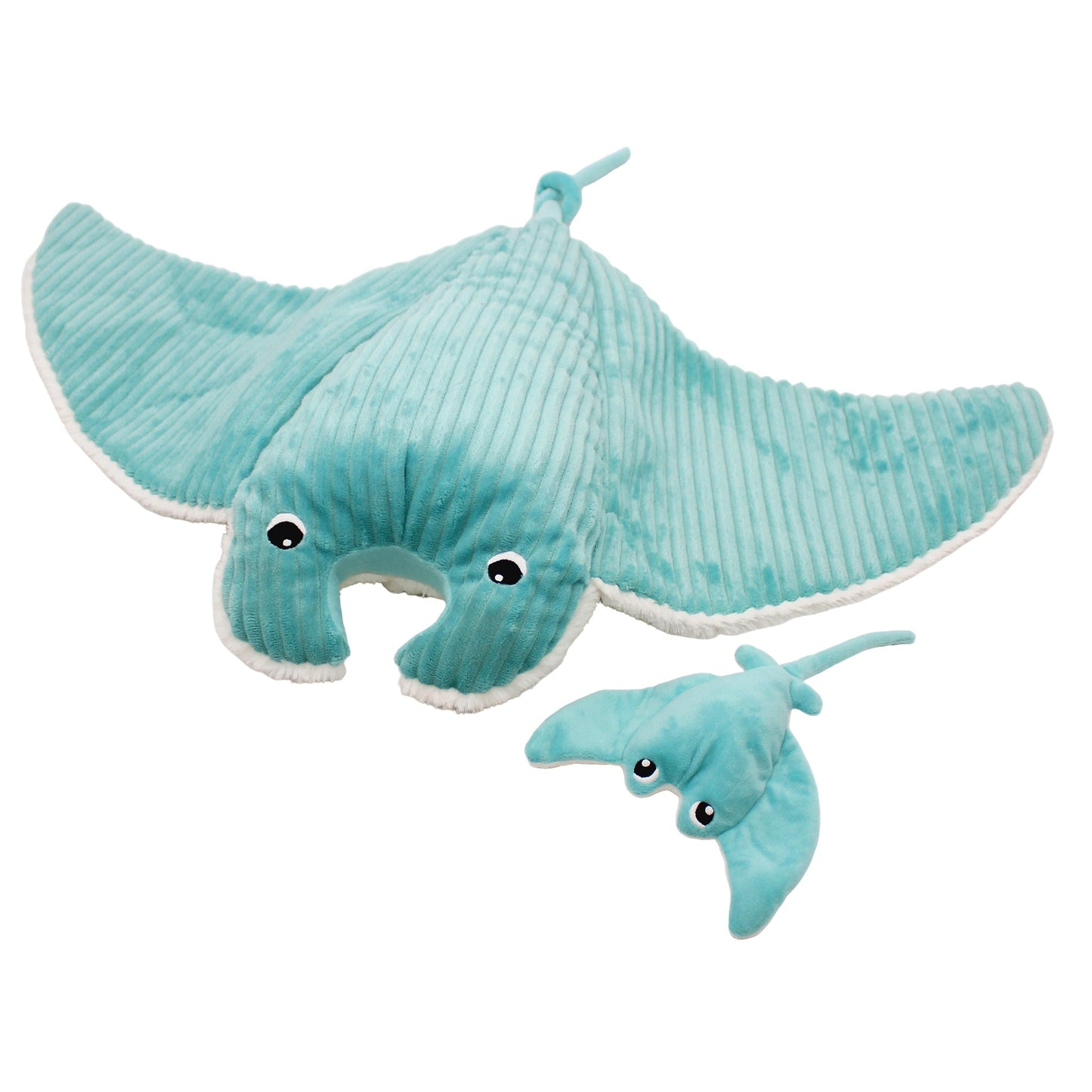 Peluche raie manta Mantalou maman et son bébé bleu aqua – Les Ptipotos