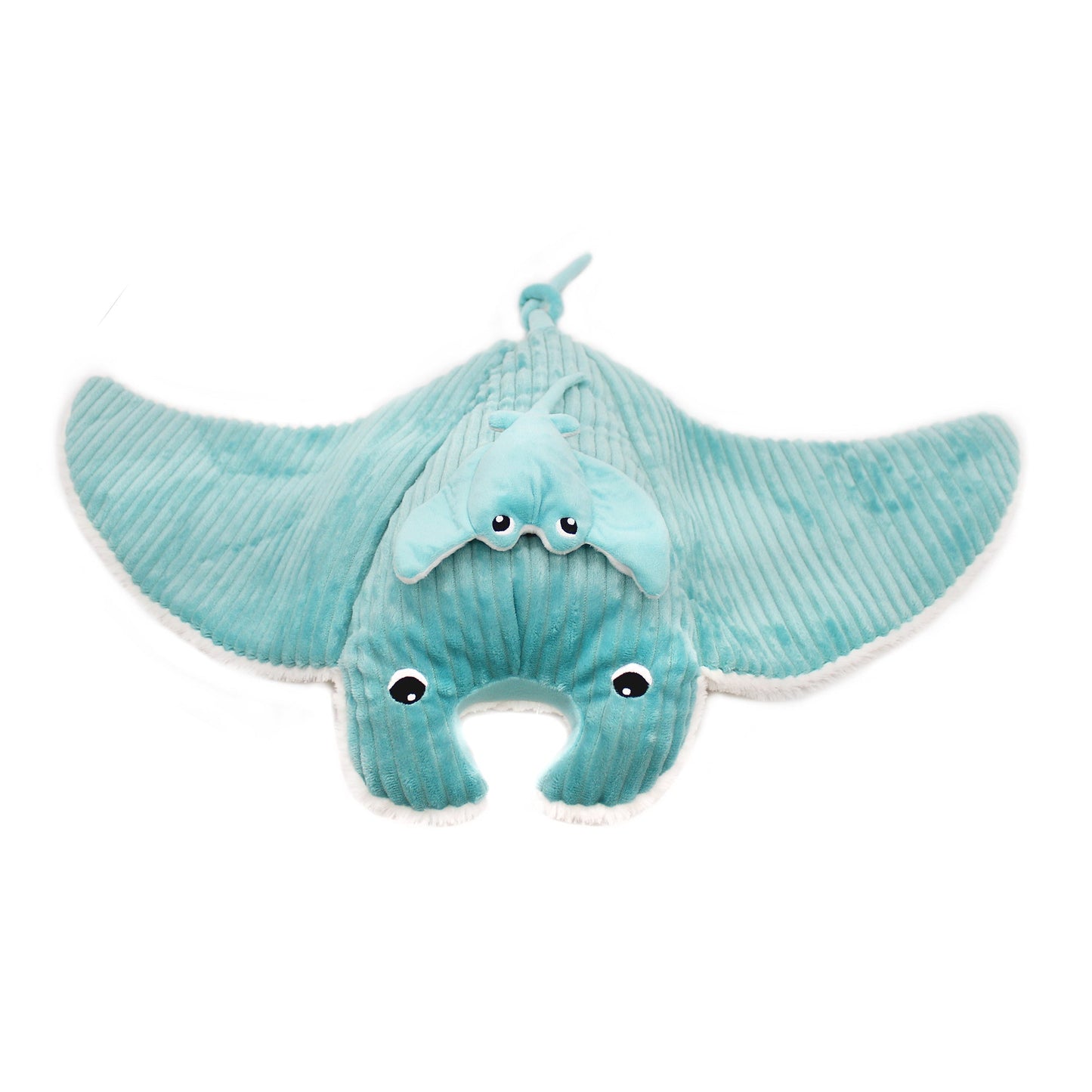 Peluche raie manta Mantalou maman et son bébé bleu aqua – Les Ptipotos – vue 4