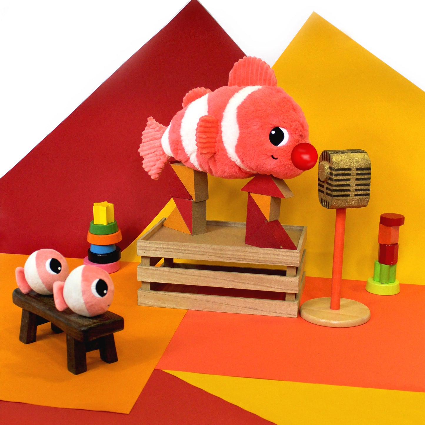 Peluche poisson-clown Bigou maman et son bébé bleu aqua – Les Ptipotos – vue 10