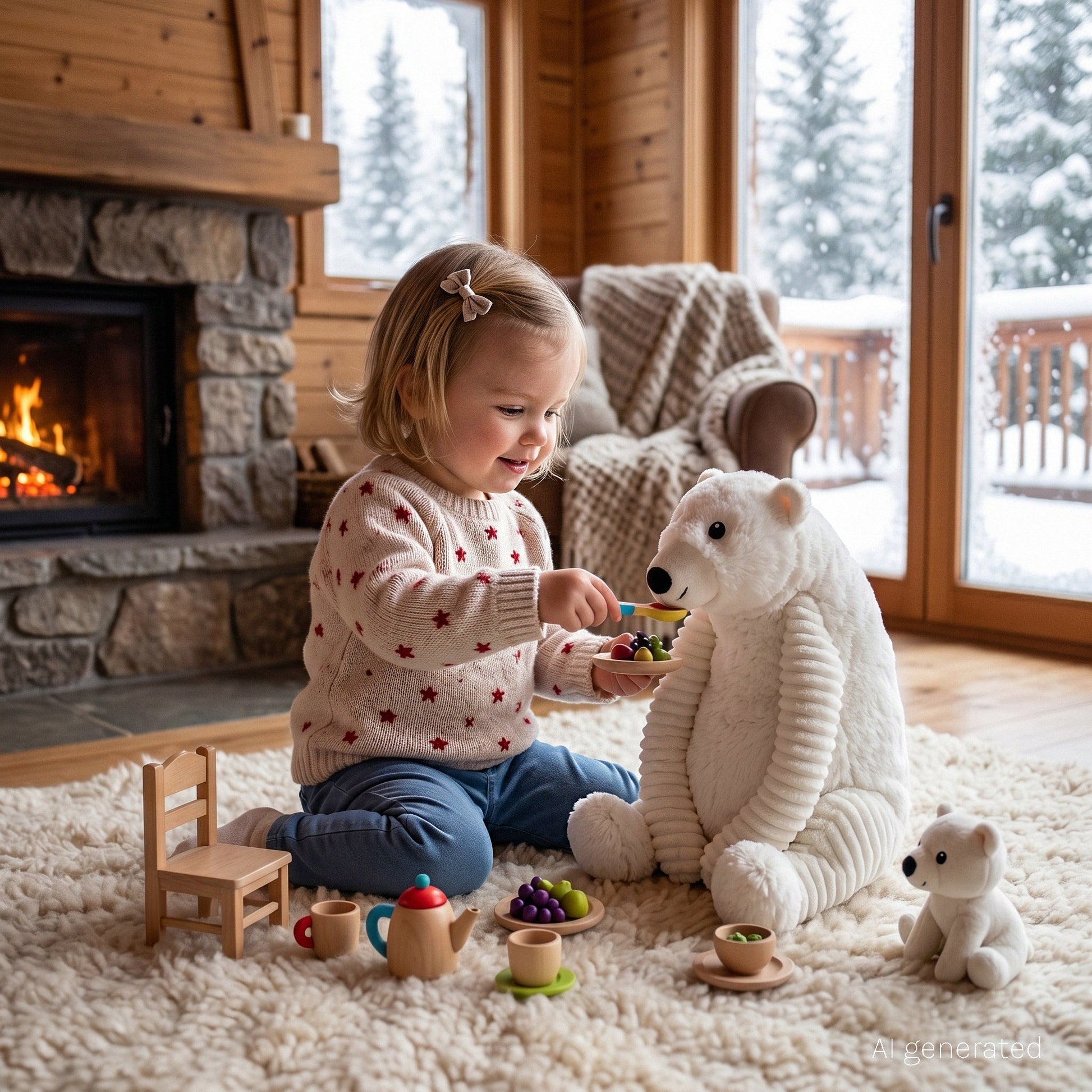 Peluche ours polaire Grobidou maman et son bébé blanc – Les Ptipotos – vue 2