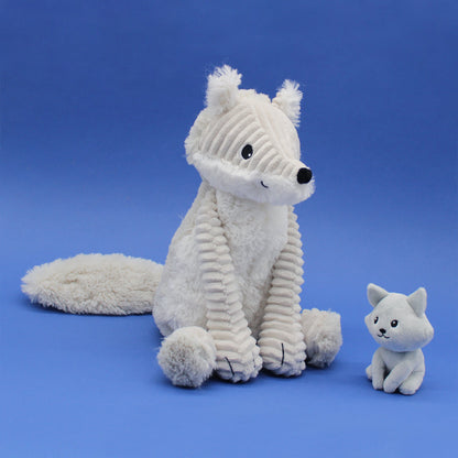Peluche renard arctique Frimou maman et son bébé gris clair – Les Ptipotos