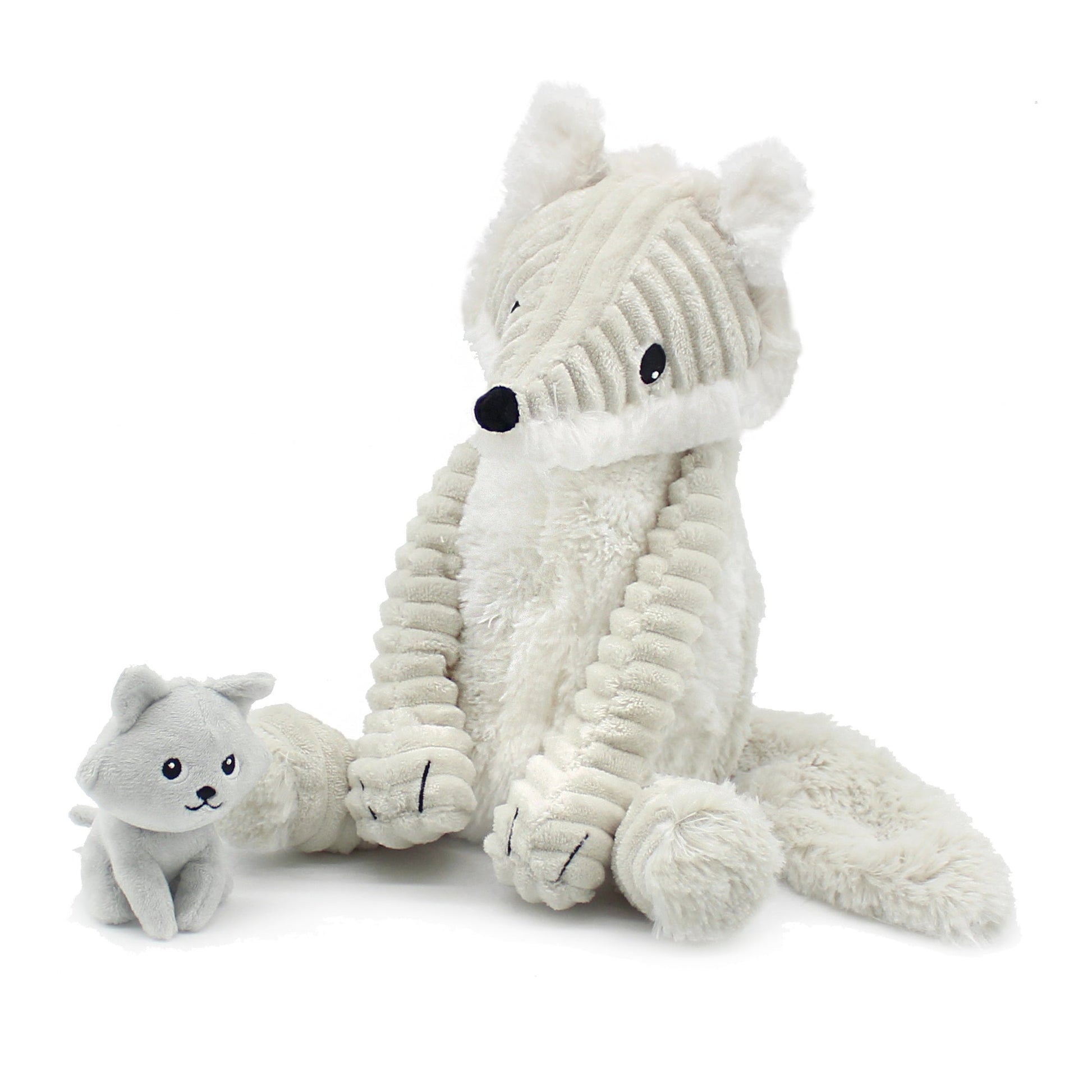 Peluche renard arctique Frimou maman et son bébé gris clair – Les Ptipotos – vue 3