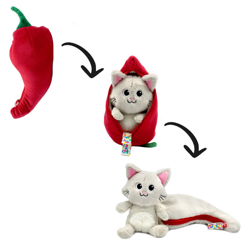 Peluche réversible Spicet le chat/piment – Flipetz