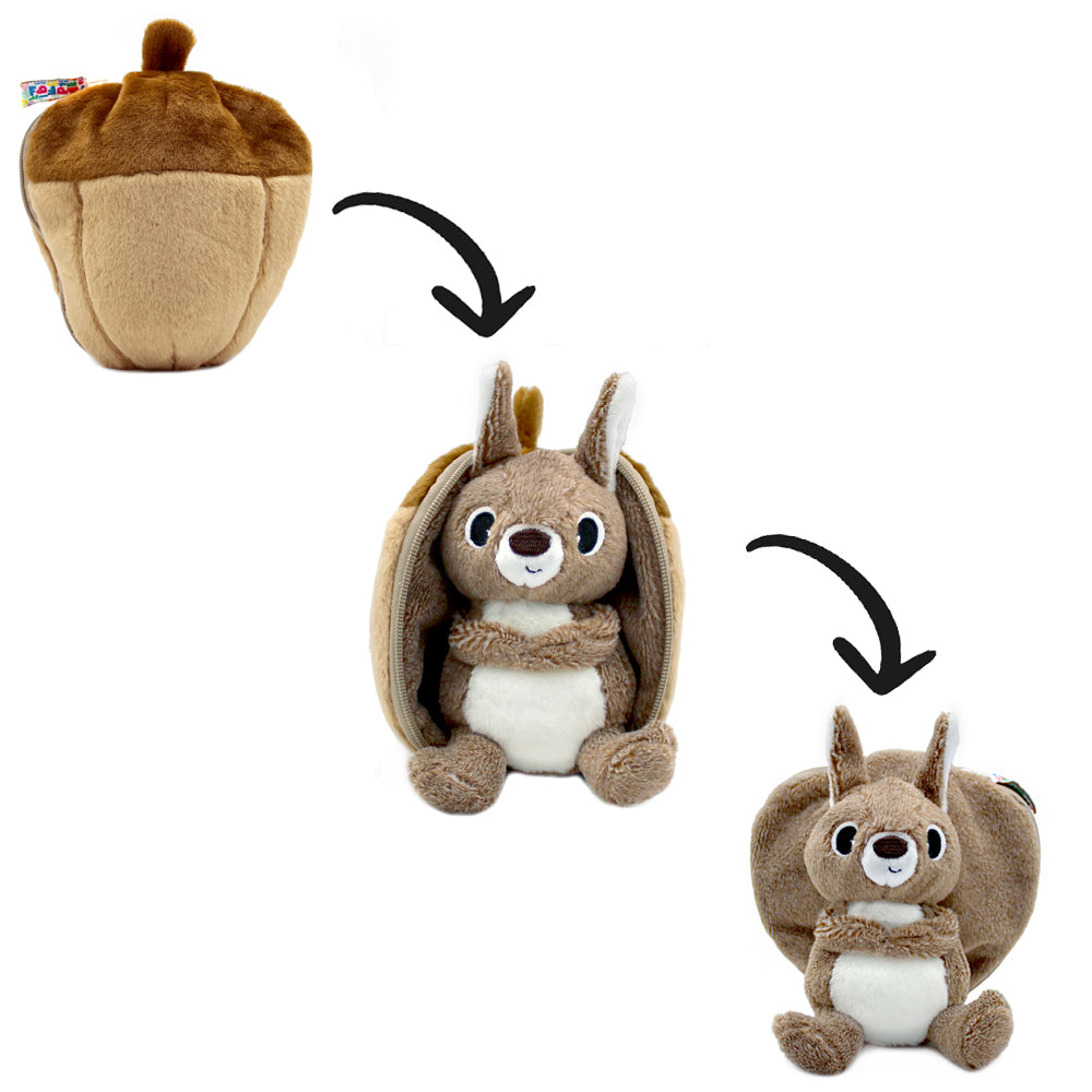 Peluche réversible Noiset l'écureuil/gland – Flipetz