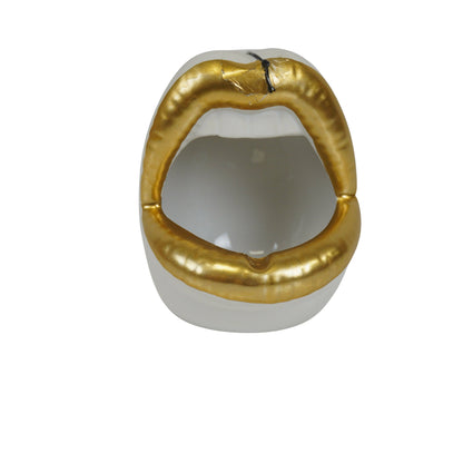 Vaso, decorazione, bordo, ceramica, oro/bianco, 10 x 10 x 12 cm
