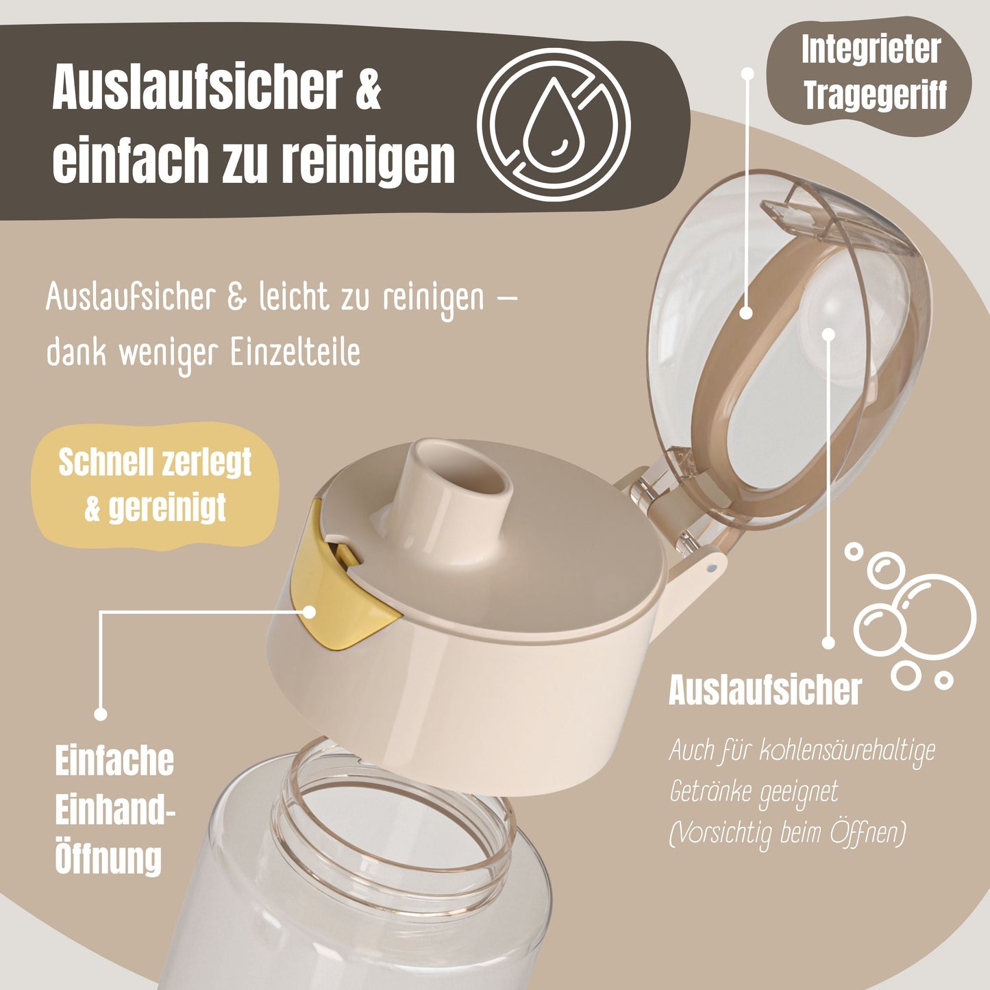 Trinkflasche Kinder leichte Wasserflasche - Safari braun