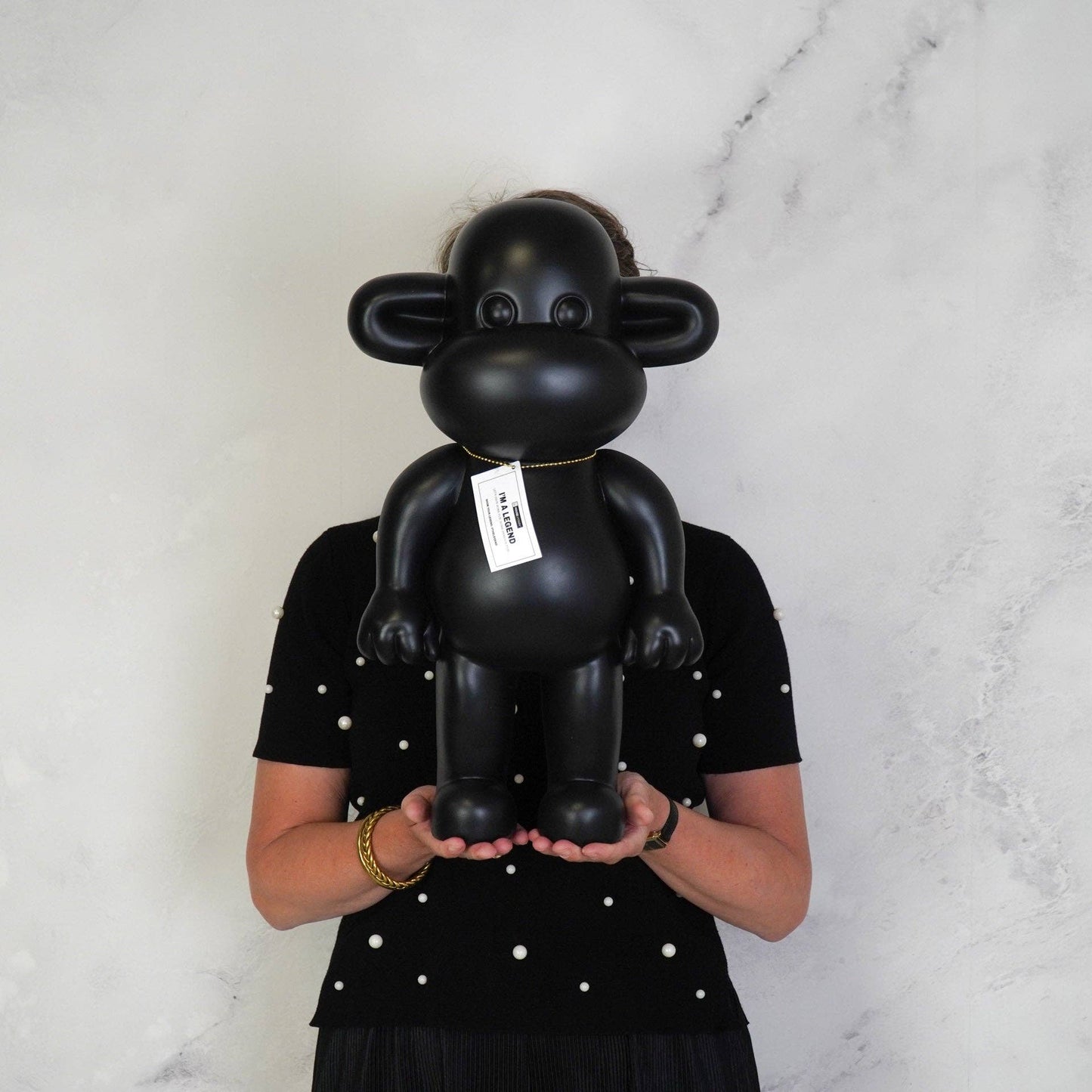 Ornement - Figurine Singe 'La Légende' - Résine - Noir - 33x21x50cm