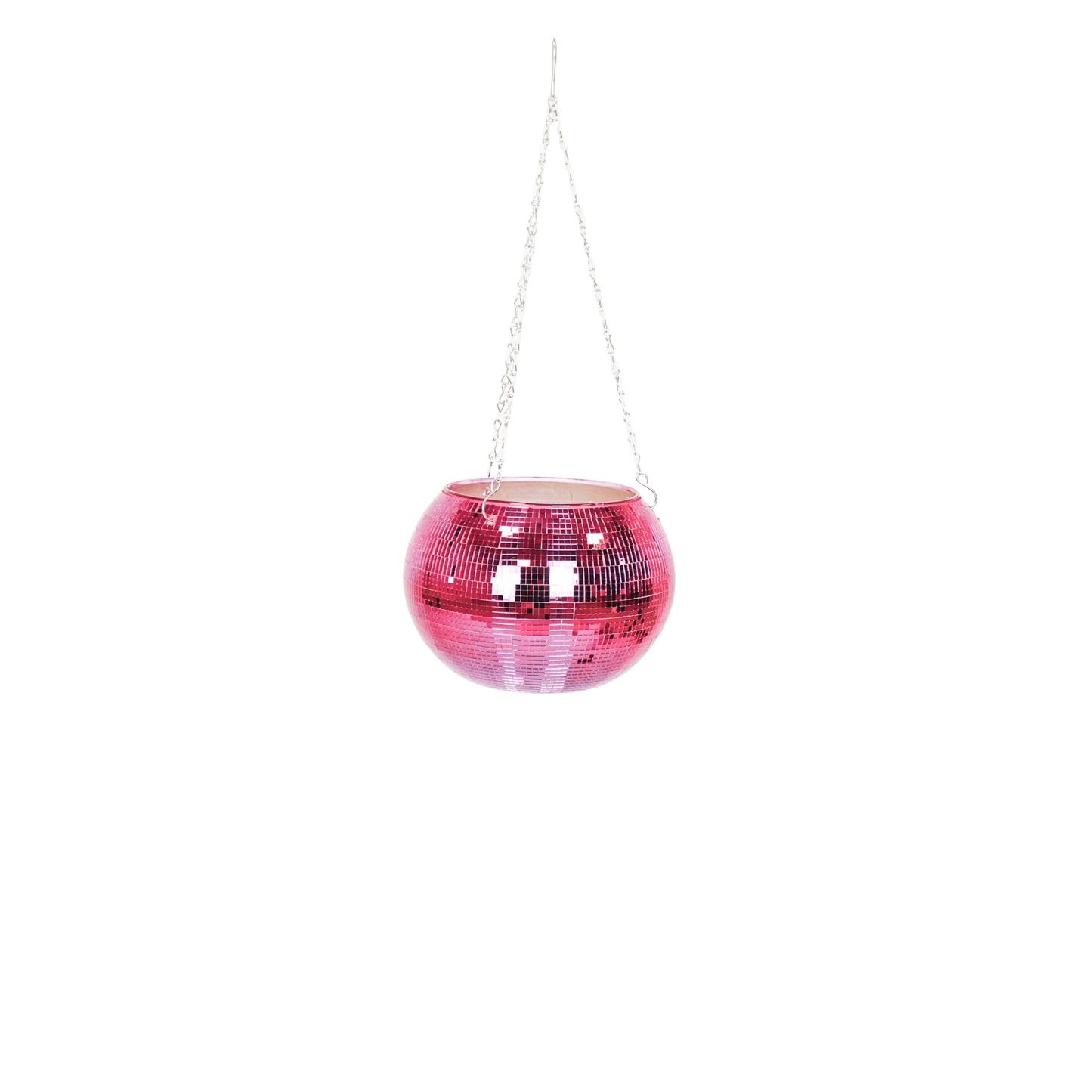 Hangende bloempot - Disco - Glas - Roze - 25x25x25cm