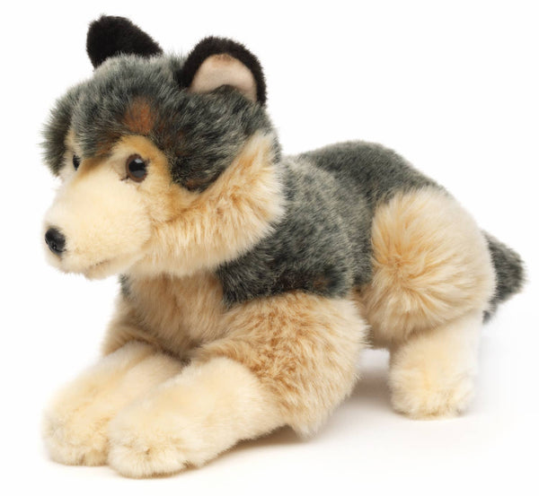 Peluche loup gris couché Uni Toys