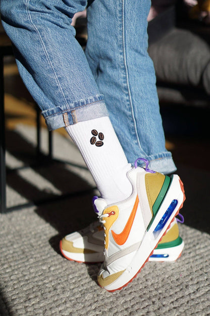 Coffee Bean Embroidered Socks