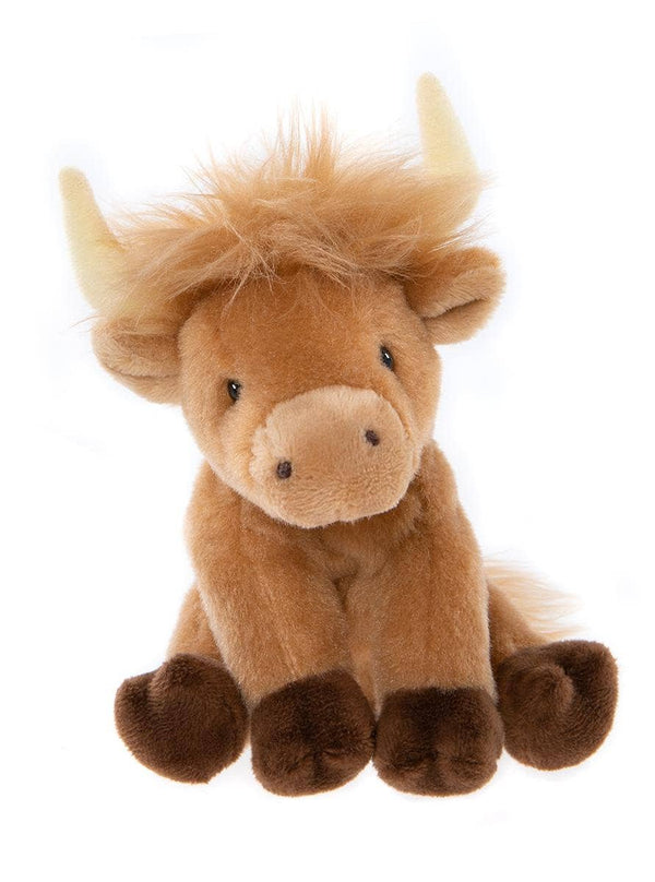 Pluche knuffel van een Schotse hooglandkalf.