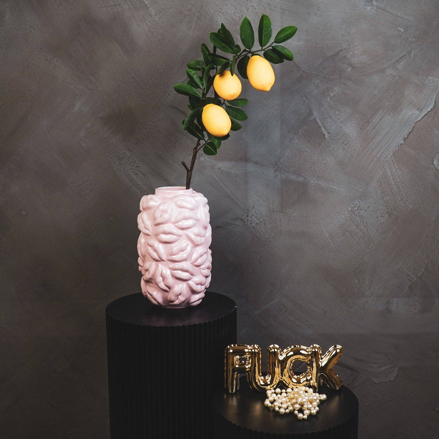 Vase - Bisous - Céramique - Rose clair - 17x17x27cm