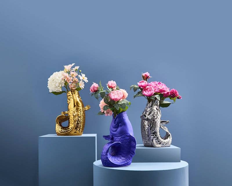 Blubb sculptuur/vaas, matblauw steengoed, 35 x 30 x 44 cm