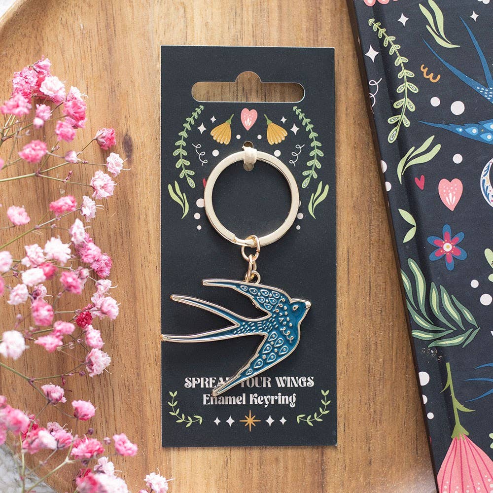 Porte-clés Hirondelle Bleue « Écarte tes ailes »