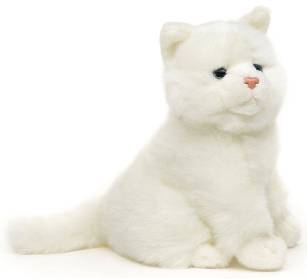 Chat blanc assis - 21 cm (hauteur) - peluche Uni Toys