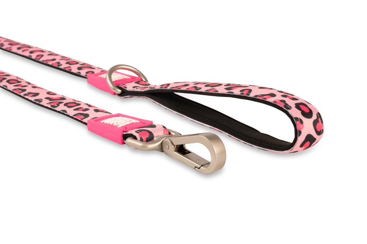 Laisse Courte pour Chien - Rose Léopard
