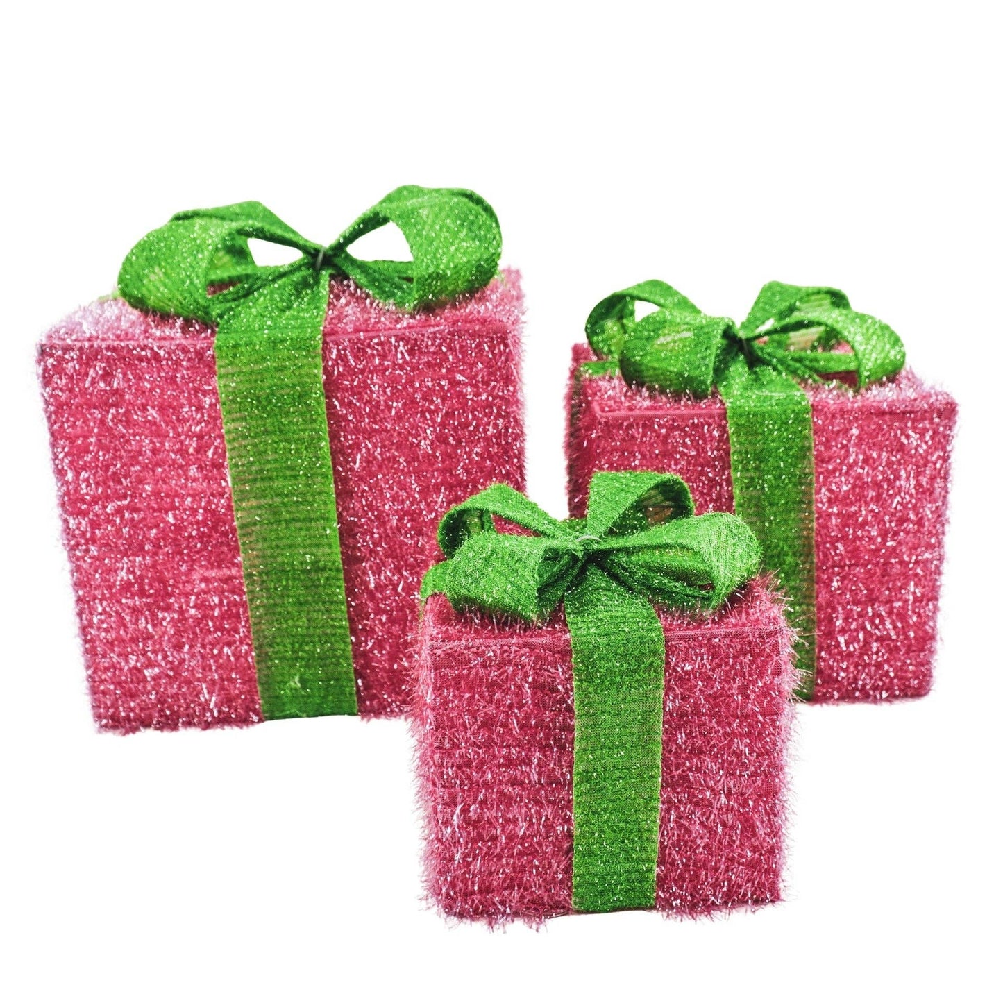 LED Christmas Gift - S3 - Polystyrene - Pink/Green - 15/20/25cm