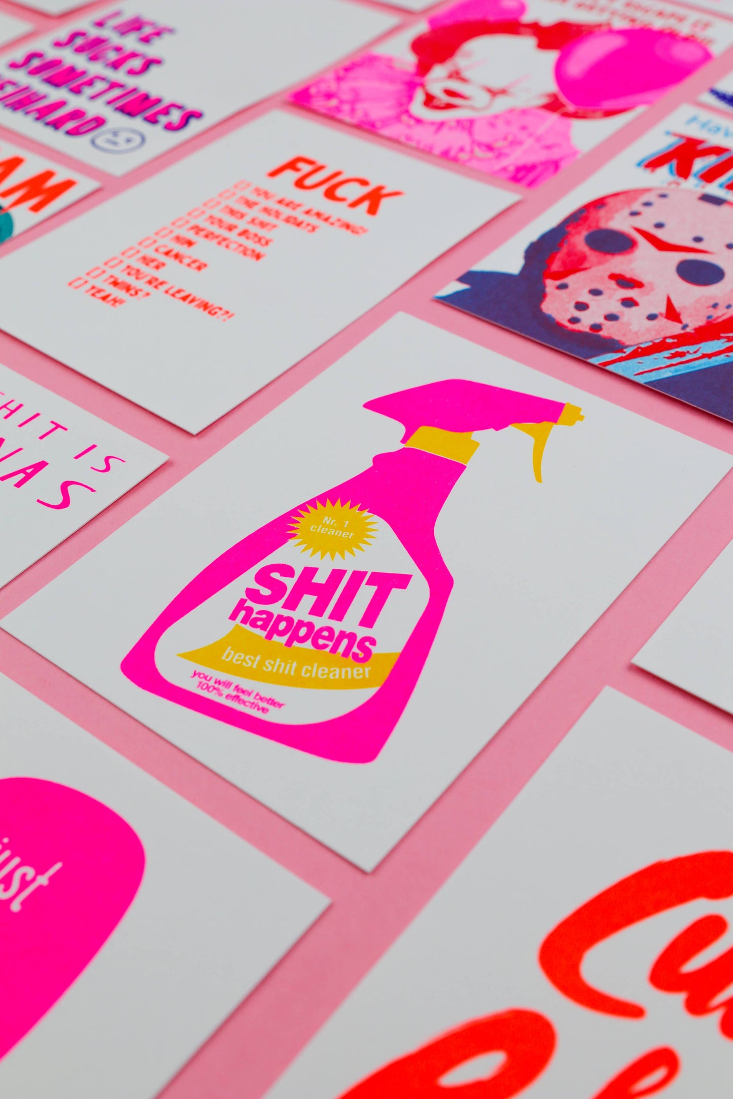 Rhizography Postcard “Shit Happens” Cleaning Spray