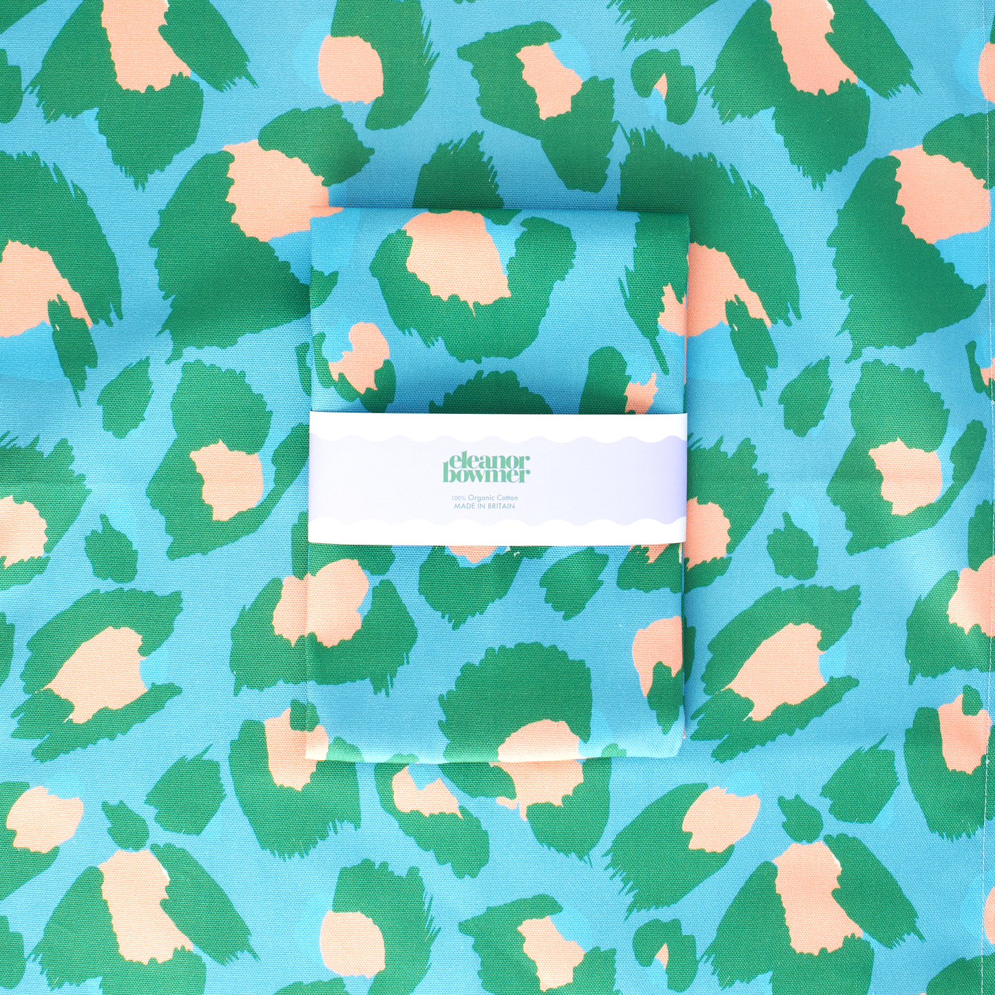 Pano de loiça com padrão leopardo azul e verde