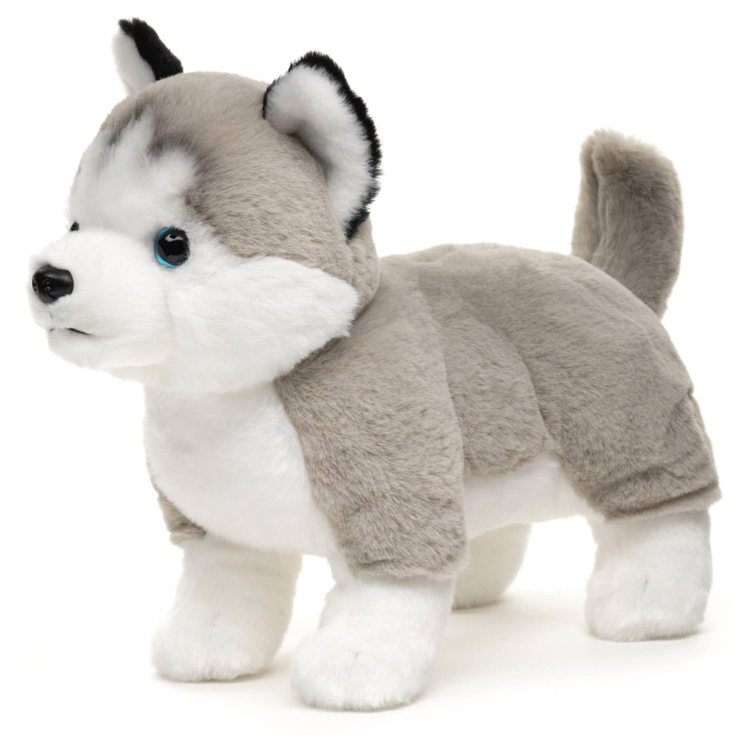Grijze husky pluche knuffel, staand
