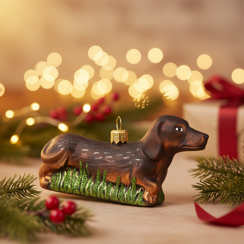 Black Dachshund Christmas Bauble