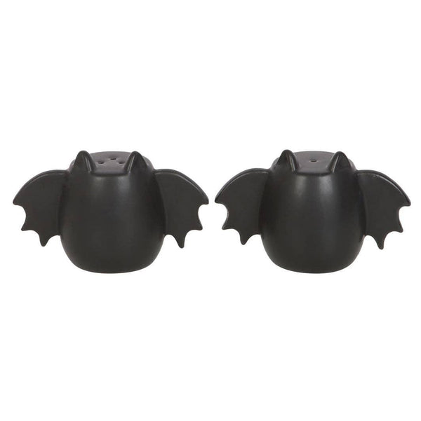 Saliera e pepiera gotiche a forma di ali di pipistrello per Halloween