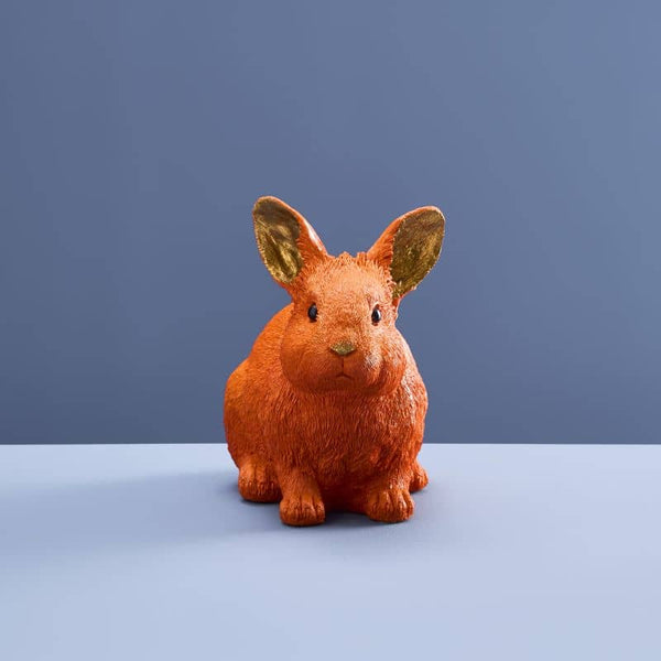 Lapin économe, résine polyuréthane orange, 21 x 11 x 16 cm