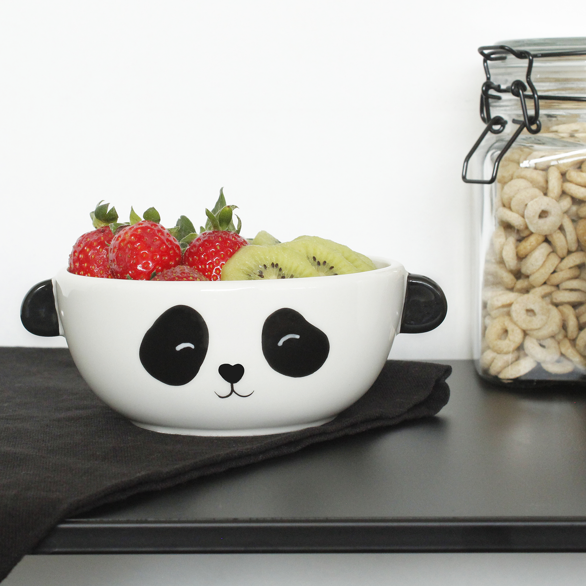 Tazón de cereales de cerámica con forma de panda