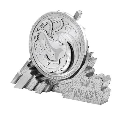 MetalEarth: ICONX - GAME OF THRONES / TARGARYEN SIGIL 12x2,5x8,9cm, maquette 3D en métal avec 2 feuilles, sur carte, 14+