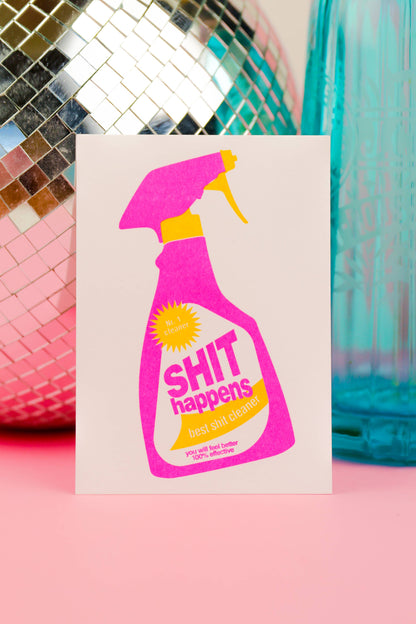 Rhizography Postcard “Shit Happens” Cleaning Spray