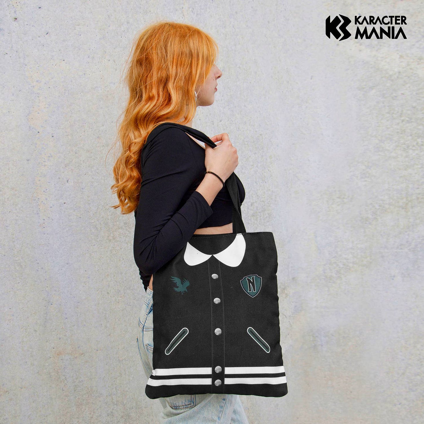 Borsa della spesa Wednesday Varsity, nera