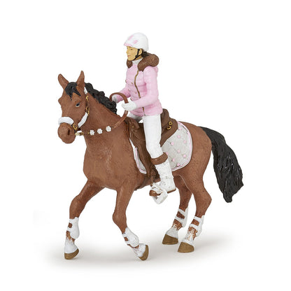 Figurine Cheval de la cavalière fashion hiver