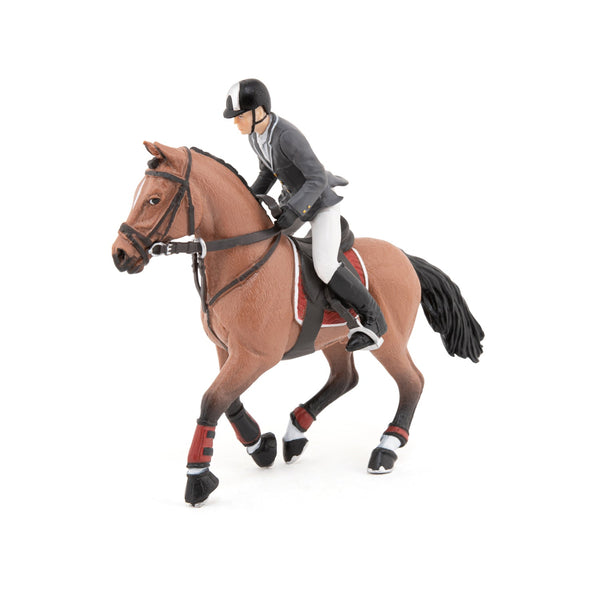Figurine Cheval de concours et son cavalier Papo - cheval